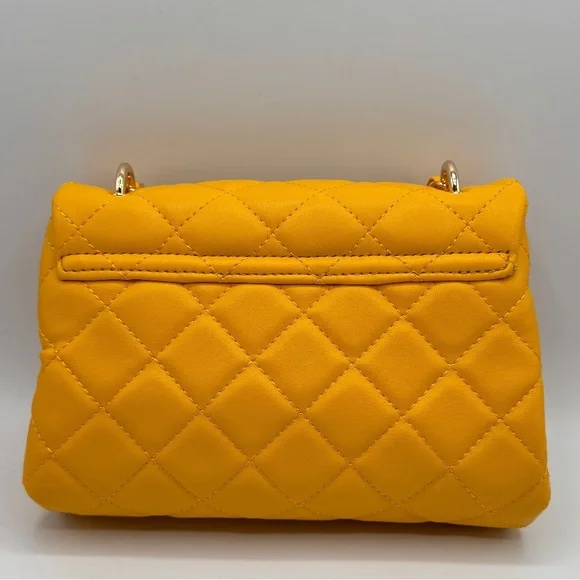 Badgley Mischka - Yellow Quilted Handbag with Pearl Accent - Picture 2 of 2
